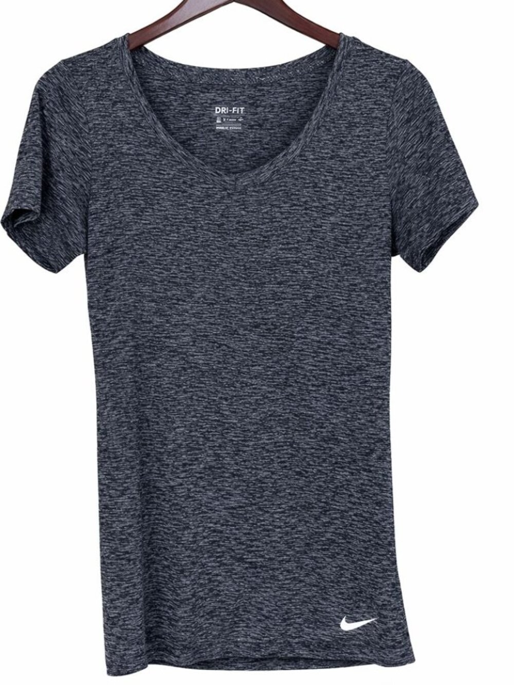 Nike Dri-FIT Tech Tee Heathered Black Gray Scoop Neck XS - Picture 2 of 6